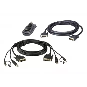 ATEN DVI-D Dual Link divu displeju drošais KVM kabelis; 3M USB DVI-D Dual Link divu displeju