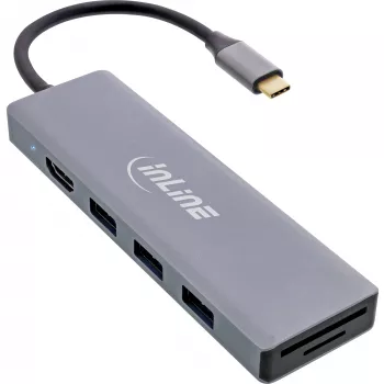 InLine USB 3.2 USB-C Multi Hub (3x USB-A + USB-C) - karšu lasītājs - HDMI - OTG