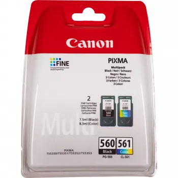 Canon PG-560 melnā un CL-561 krāsainā tintes kasetne, vairāku iepakojums