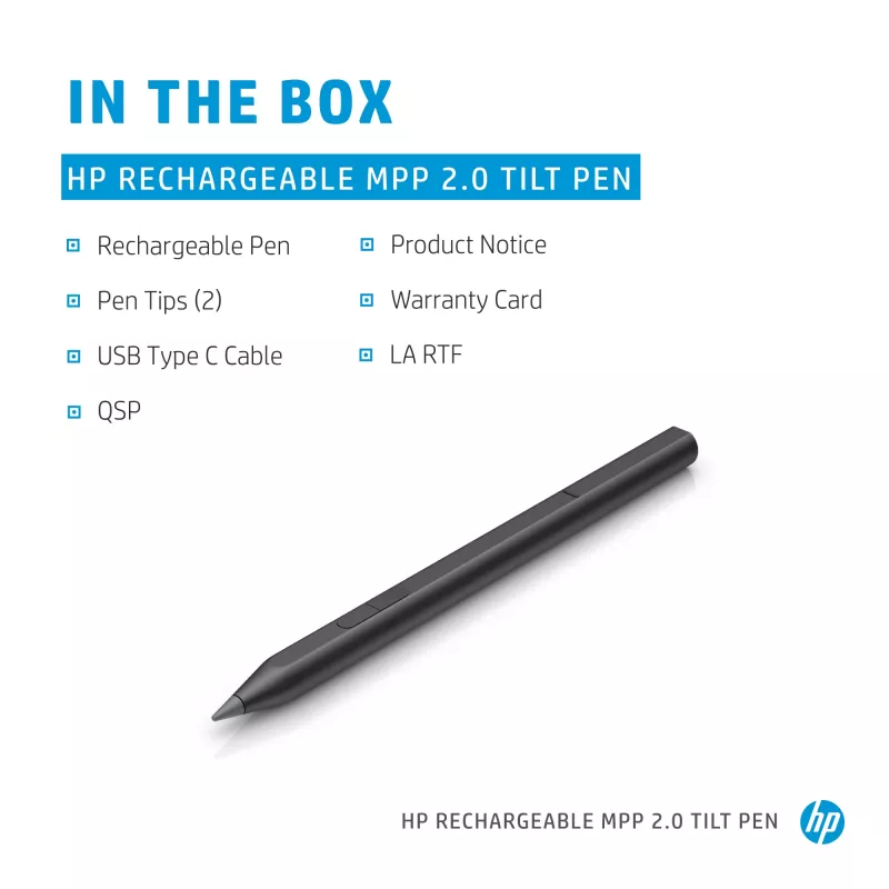 HP uzlādējama MPP 2.0 Tilt pildspalva (melnā), klēpjdators, HP, melna, 1 mēnesis(-ši), Ķīna, mājām