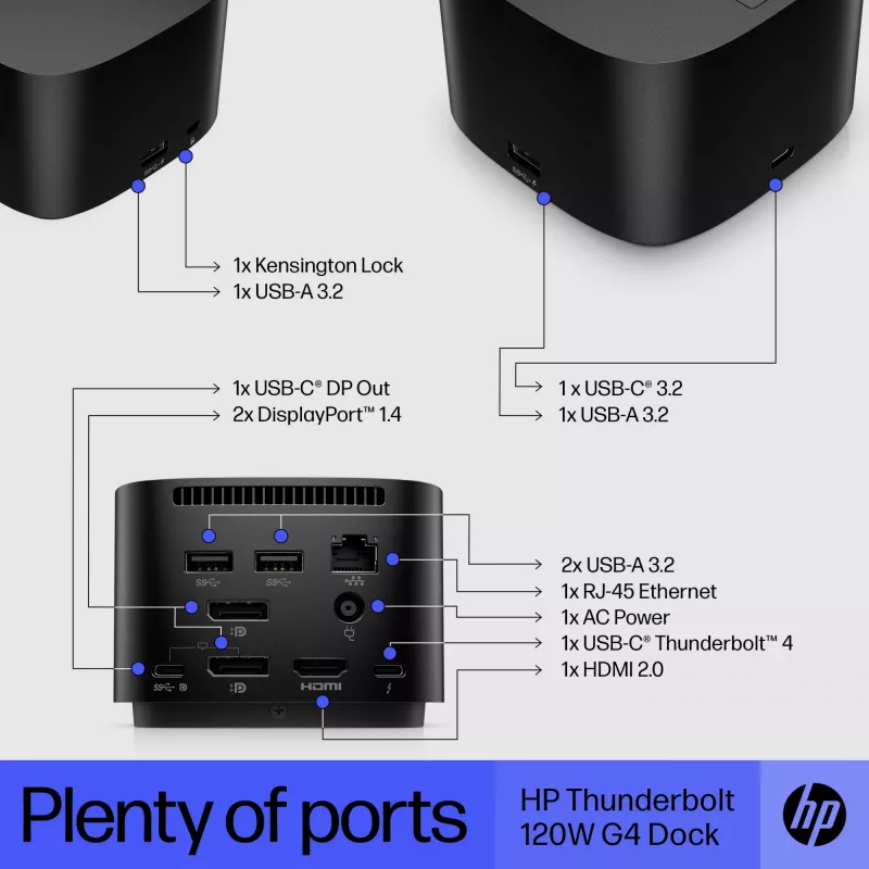 HP Thunderbolt Dock 120W G4 vadu dokstacija melna Thunderbolt 4