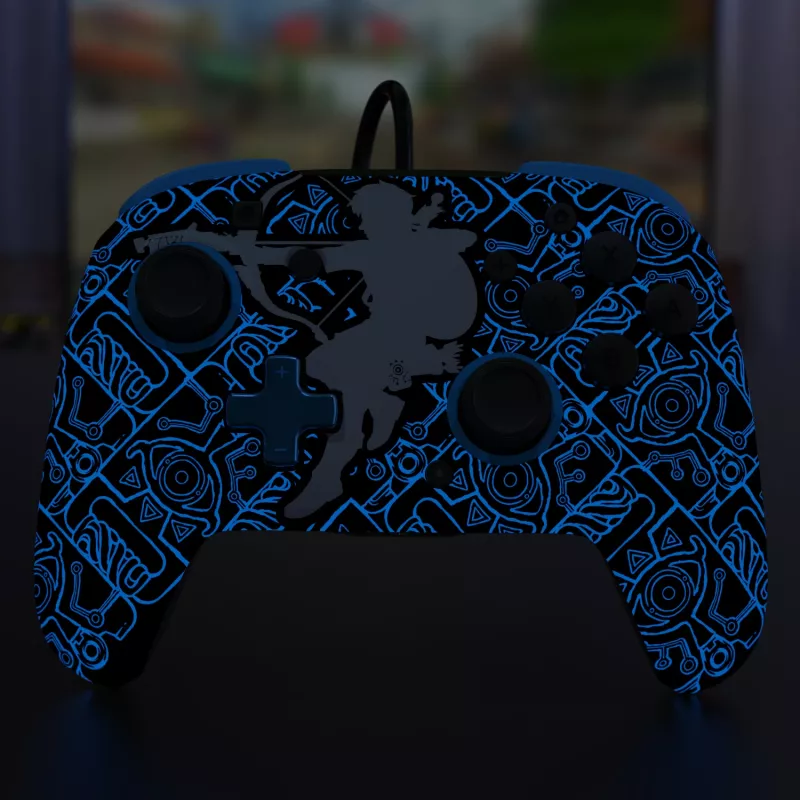 PDP Nintendo Switch Sheikah Shoot REMATCH GLOW kontrolieris, Spēļu kontrolieris, Nintendo Switch, Nintendo Switch Lite, Nintendo Switch OLED, D-kursors, Sākuma poga, Analogs / Digitāls, Vadu, USB