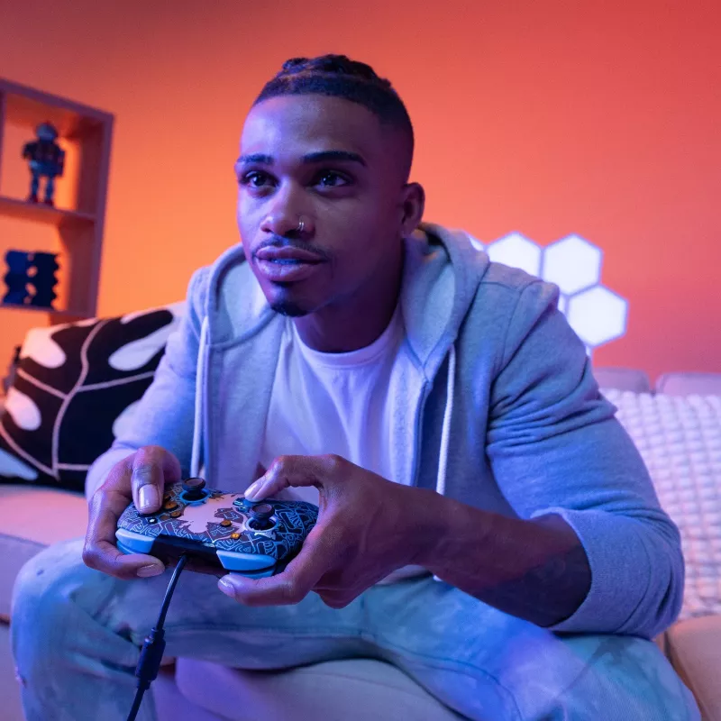 PDP Nintendo Switch Sheikah Shoot REMATCH GLOW kontrolieris, Spēļu kontrolieris, Nintendo Switch, Nintendo Switch Lite, Nintendo Switch OLED, D-kursors, Sākuma poga, Analogs / Digitāls, Vadu, USB