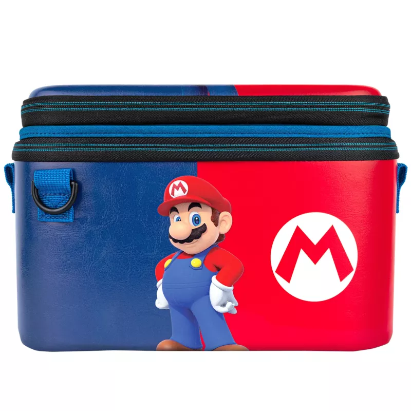 PDP Overnight Power Pose Mario cietais futrālis Nintendo ierīcēm — daudzkrāsains