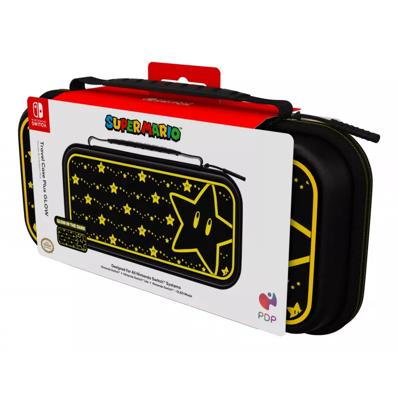 PDP Travel Case Plus GLOW: Super Star, paredzēts Nintendo Switch, Nintendo Switch Lite, Nintendo Switch - OLED modelim