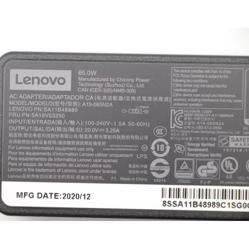 Lenovo 5A10V03250 strāvas adapteris Iekštelpu 65 W Melns