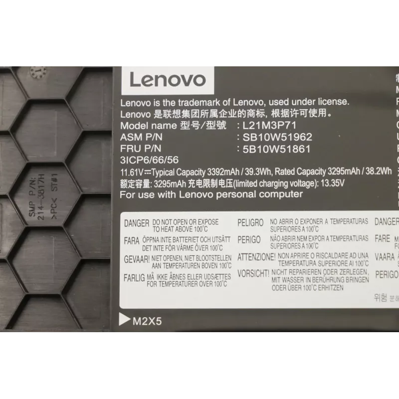 Iekšējā klēpjdatora baterija Lenovo 5B10W51861 39,3 Wh Li-Ion
