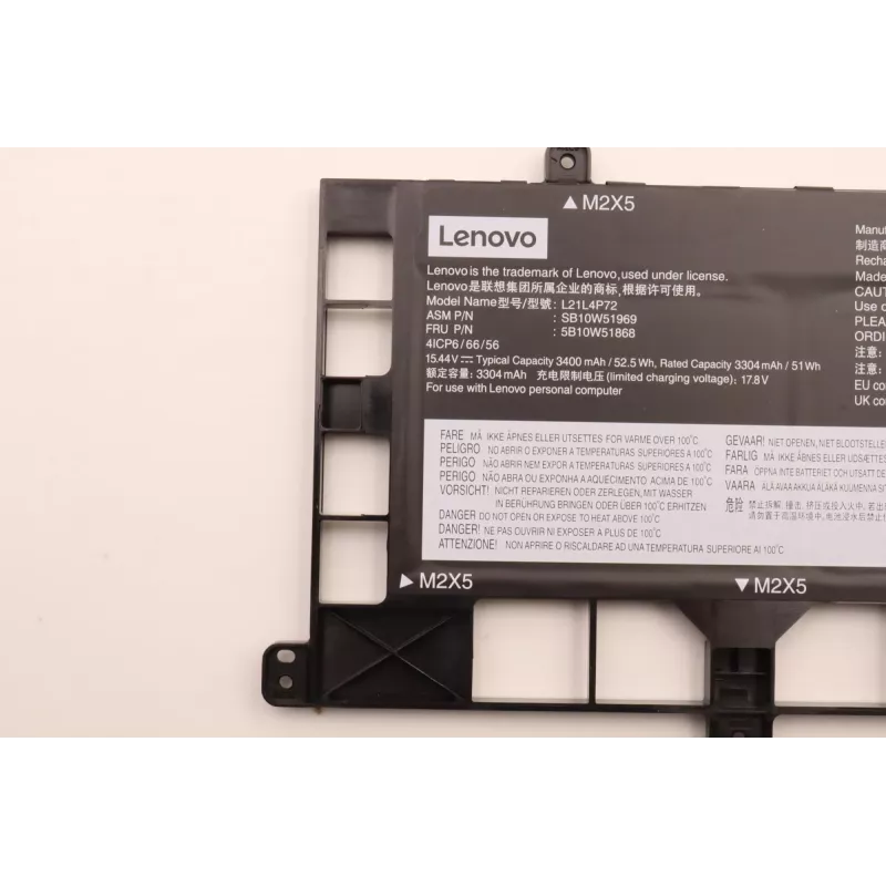 Iekšējais klēpjdatora akumulators Lenovo 5B10W51868 4 elementu 52.5Wh saderīgiem Lenovo piezīmjdatoriem