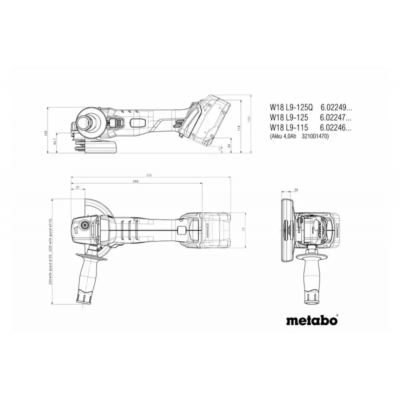 Leņķa slīpmašīna Metabo W 18 L 9-125