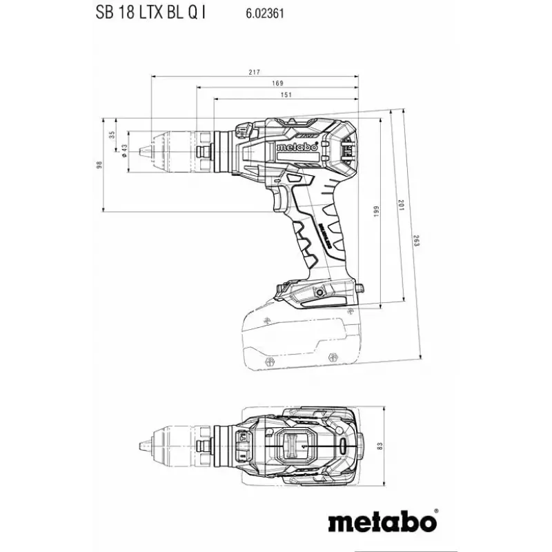 Triecienskrūvgriezis Metabo 602361840, Griezes moments: 130 N⋅m, Svars: 2.4 kg