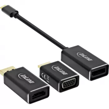 InLine USB displeja pārveidotāju komplekts 6-in-1, 4K/60Hz, melns