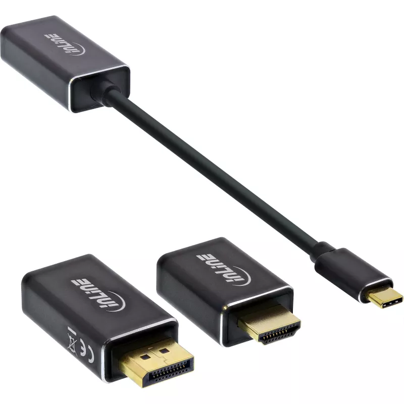 InLine USB displeja pārveidotāju komplekts 6-in-1, 4K/60Hz, melns