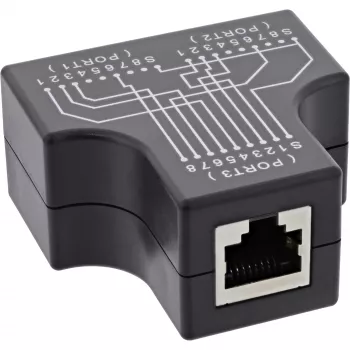 InLine Cat.5e STP T-Adapter RJ45 ligzda uz 2x RJ45 ligzda Melna