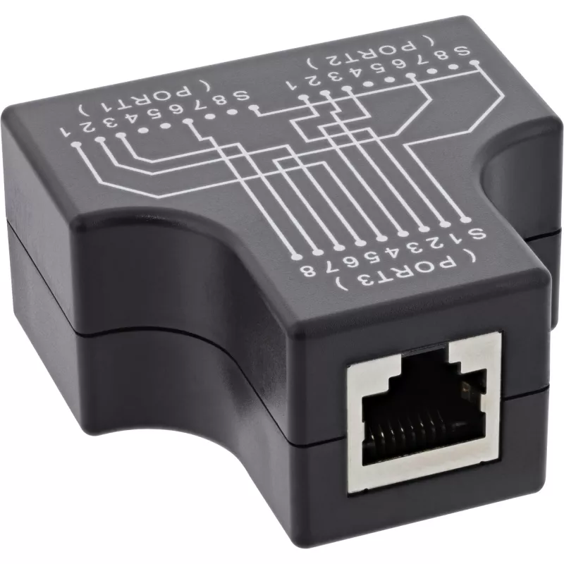 InLine Cat.5e STP T-Adapter RJ45 ligzda uz 2x RJ45 ligzda Melna