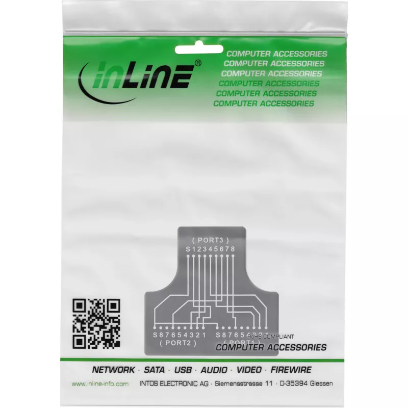 InLine Cat.5e STP T-Adapter RJ45 ligzda uz 2x RJ45 ligzda Melna
