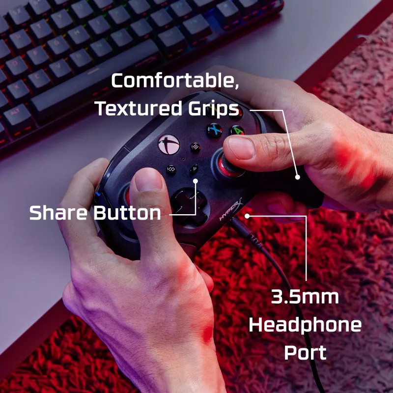 Gamepad HyperX 6L366AA melns USB vadu savienojums priekš PC Xbox One Series S X