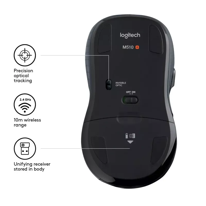 Pele Logitech M510 RF bezvadu