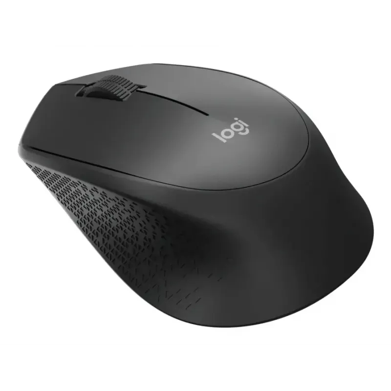 Logitech pele M330 SILENT PLUS — RF bezvadu, labā roka, 1000 DPI, 3 pogas, ritināšanas ritenītis, melna, darbojas ar baterijām