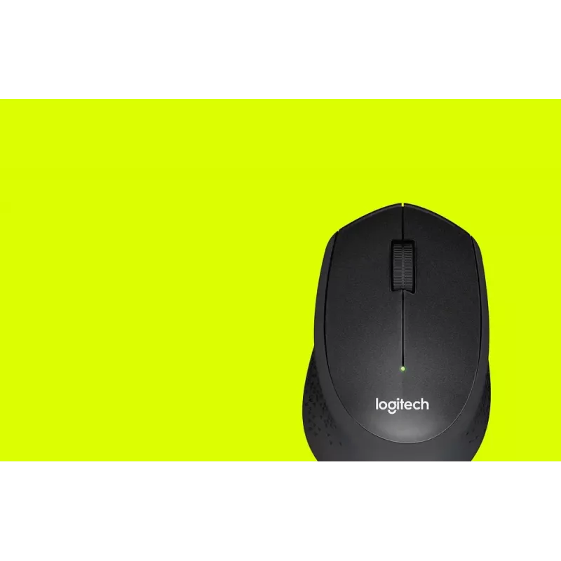 Logitech pele M330 SILENT PLUS — RF bezvadu, labā roka, 1000 DPI, 3 pogas, ritināšanas ritenītis, melna, darbojas ar baterijām