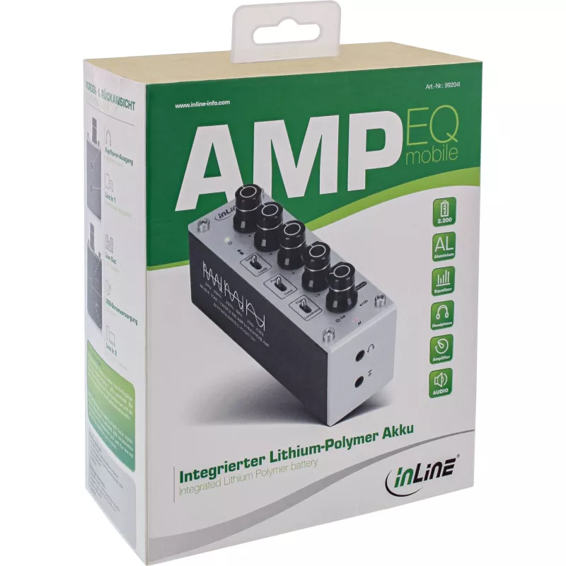 InLine AmpEQ mobile, Tri-Tone Hi-Res AUDIO priekšpastiprinātājs un austiņu pastiprinātājs, 3,5 mm stereo