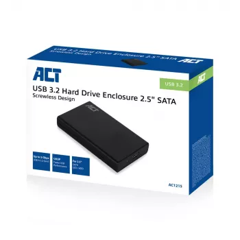 Ārējais HDD/SSD korpuss ACT 2,5 collu SATA cietā diska korpuss bezskrūvju USB 3.2 Gen1