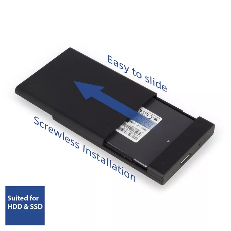 Ārējais HDD/SSD korpuss ACT 2,5 collu SATA cietā diska korpuss bezskrūvju USB 3.2 Gen1
