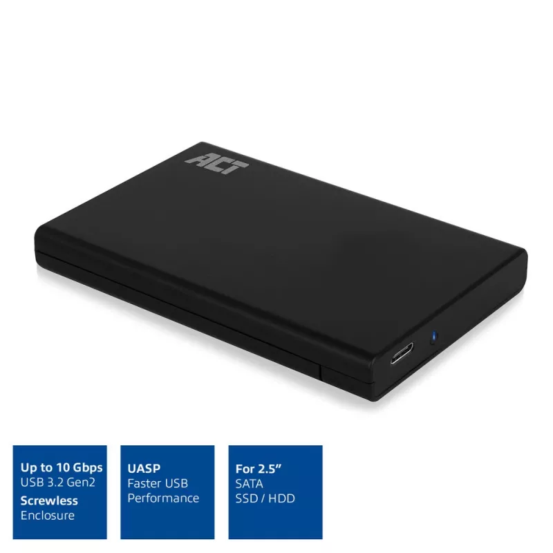 HDD/SSD korpuss ACT AC1225 2,5 collu SATA USB-C 3.2 Gen2 Melns