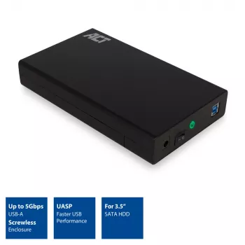 HDD/SSD korpuss ACT AC1405 3.5 collu SATA USB 3.2 Gen1 Melns