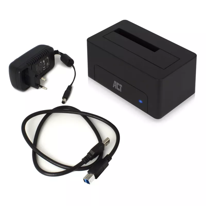 ACT 2,5 collu/3,5 collu SATA HDD/SSD dokstacija USB 3.2 Gen1 Melna