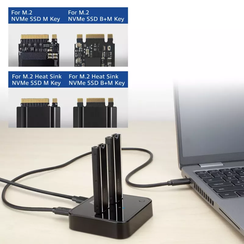 ACT M.2 NVMe/PCIe Dual SSD dokstacijas klonēšanas stacija, USB-C 3.2 Gen2