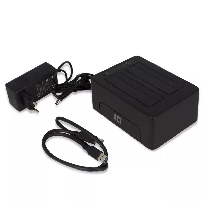ACT 2,5 collu un 3,5 collu SATA divu HDD/SSD dokstacija, USB 3.2 Gen1