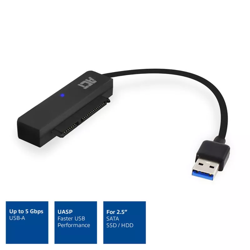 ACT USB adaptera kabelis uz 2,5 collu SATA HDD/SSD AC1510 0,15 m melns