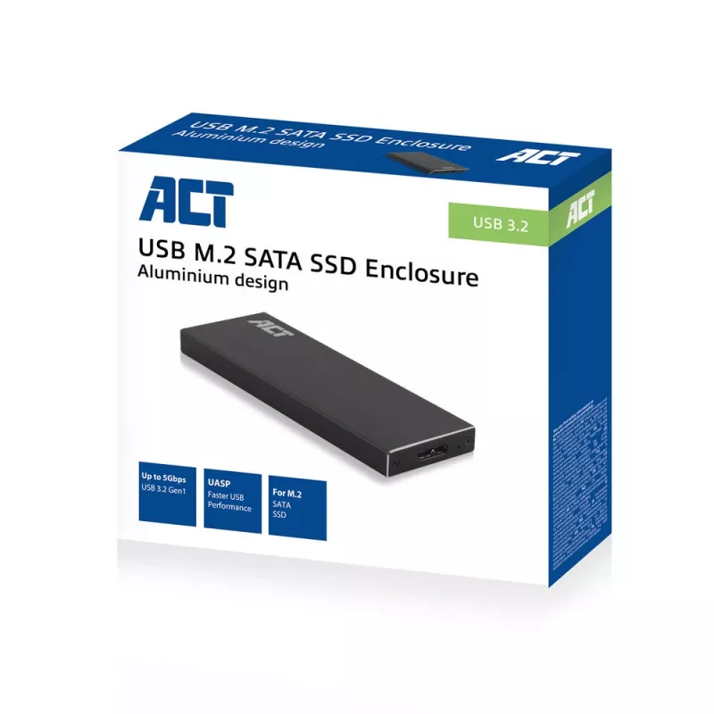 SSD korpuss ACT M.2 USB 3.2 Gen1 Melns 5 Gbit/s