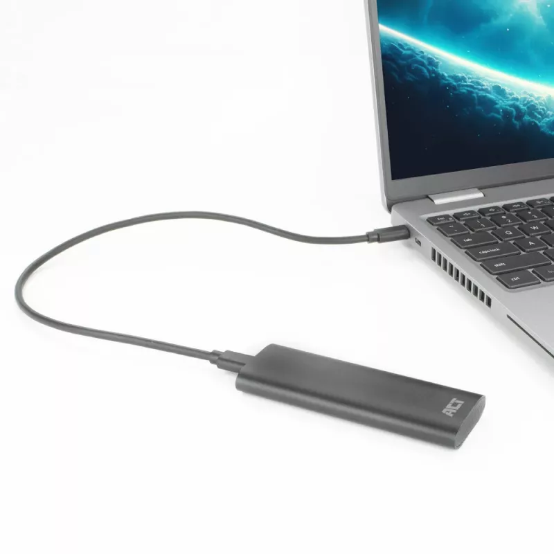 SSD korpuss ACT AC1615 USB-C M.2 NVMe PCIe 10 Gbit/s Melns