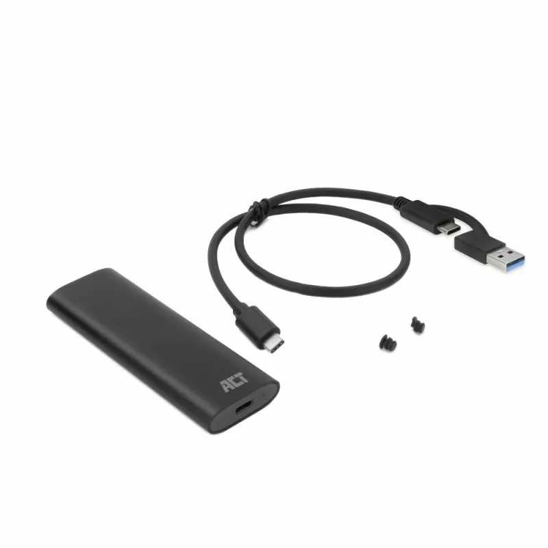 SSD korpuss ACT AC1615 USB-C M.2 NVMe PCIe 10 Gbit/s Melns