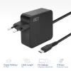 ACT USB-C sienas lādētājs klēpjdatoram 65W ar Power Delivery profiliem, 2 metri