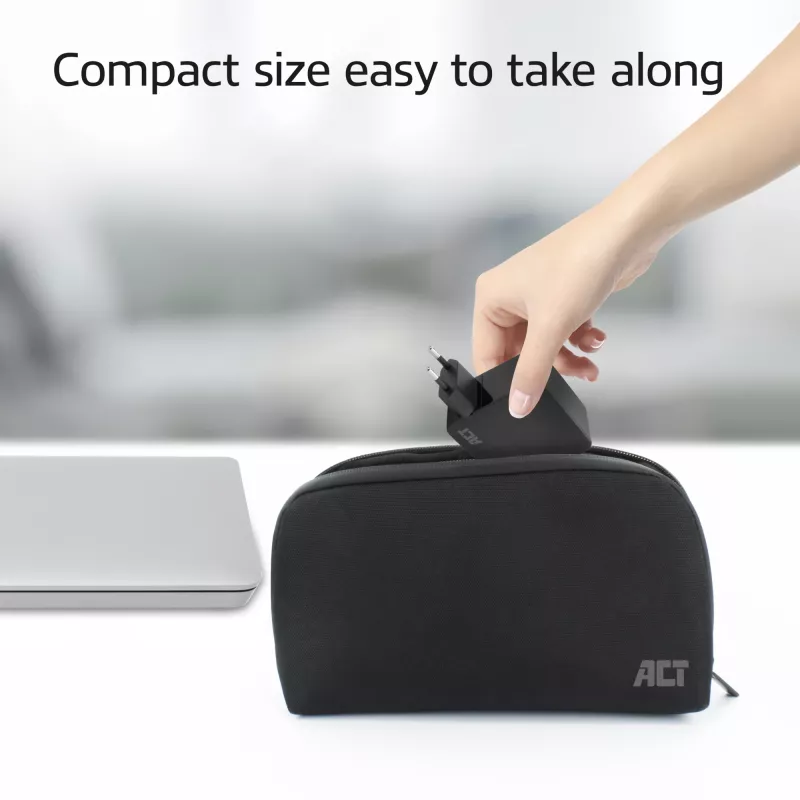 ACT USB-C sienas lādētājs klēpjdatoram 65W ar Power Delivery profiliem, 2 metri