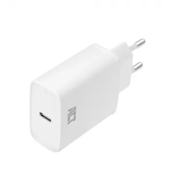ACT kompakts USB-C lādētājs 20W ātrai uzlādei iekštelpām, universāls, balts