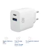 ACT USB-C un USB-A lādētājs 20W ar Power Delivery PPS, Quick Charge, GaNFast