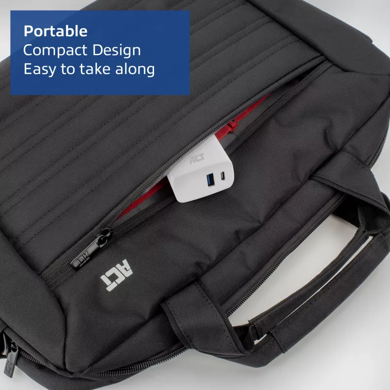 ACT USB-C un USB-A lādētājs 20W ar Power Delivery PPS, Quick Charge, GaNFast