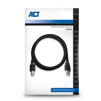 ACT USB 2.0 savienojuma kabelis A spraudnis - B spraudnis 3 metri