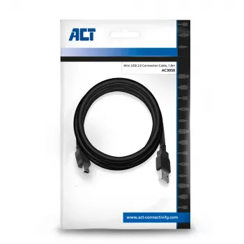 ACT USB 2.0 savienojuma kabelis A vīr. - mini B vīr. 1,8 metri