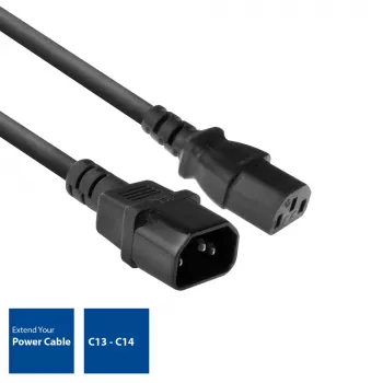 Strāvas vads C13 C14 melns 1,8 m ACT Powercord