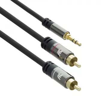 Audio kabelis ACT AC3605 1,5 m 3,5 mm uz 2 x RCA melns