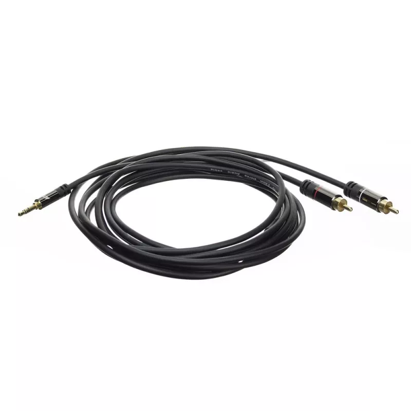 Audio kabelis ACT AC3605 1,5 m 3,5 mm uz 2 x RCA melns