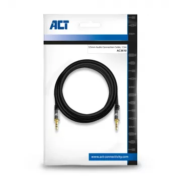 ACT 1,5 m augstas kvalitātes stereo audio savienojuma kabelis 3,5 mm ligzda tēviņš – tēviņš