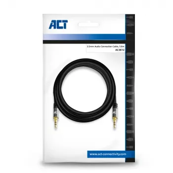 ACT 5 metru augstas kvalitātes stereo audio savienojuma kabelis 3,5 mm ligzda tēviņš - tēviņš