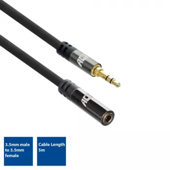 ACT 5 metru augstas kvalitātes audio pagarinātāja kabelis 3,5 mm stereo ligzda, vīrišķais - sievišķais