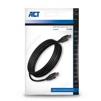 ACT 2,5 m HDMI 4K ātrgaitas kabelis v2.0 HDMI-A vīrietis - HDMI-A vīrietis