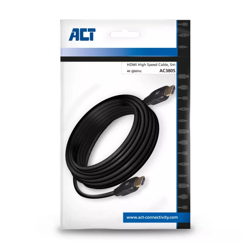 ACT 5 metru HDMI Ultra High Speed video kabelis v2.0 HDMI-A vīrišķais - HDMI-A vīrišķais